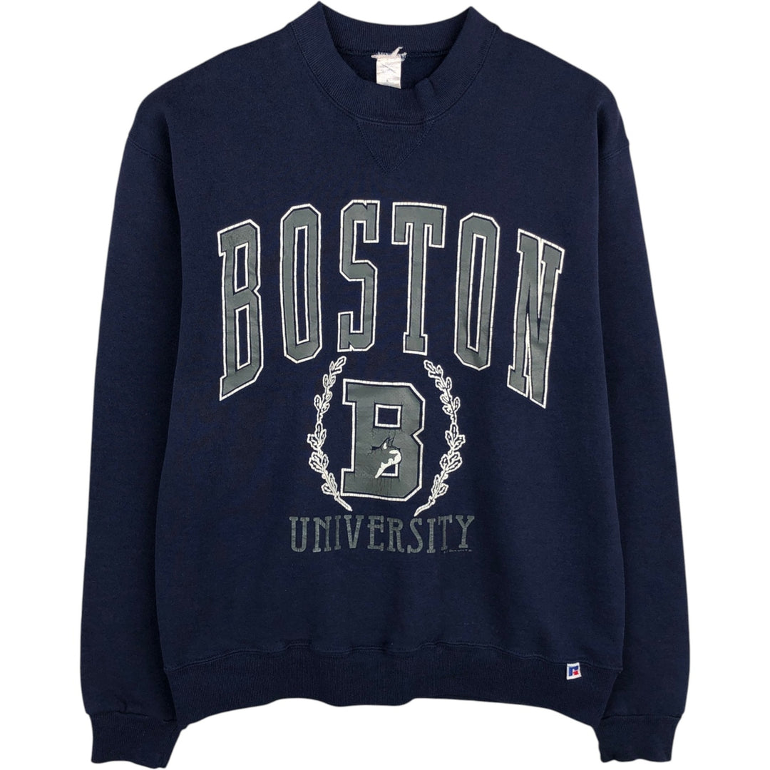Russell Boston College Sweatshirt, Made in USA, Men's Size L (approx.) cotton navy blue type Vintage Second Hand