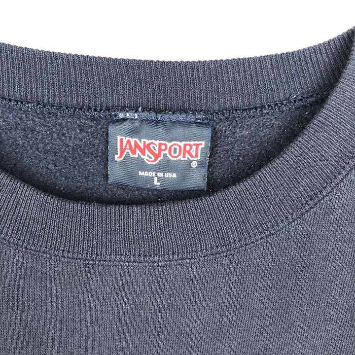 Vintage 90'S Jansport college sweatshirt, made in the USA, size L, men's cotton navy blue type Vintage Second Hand