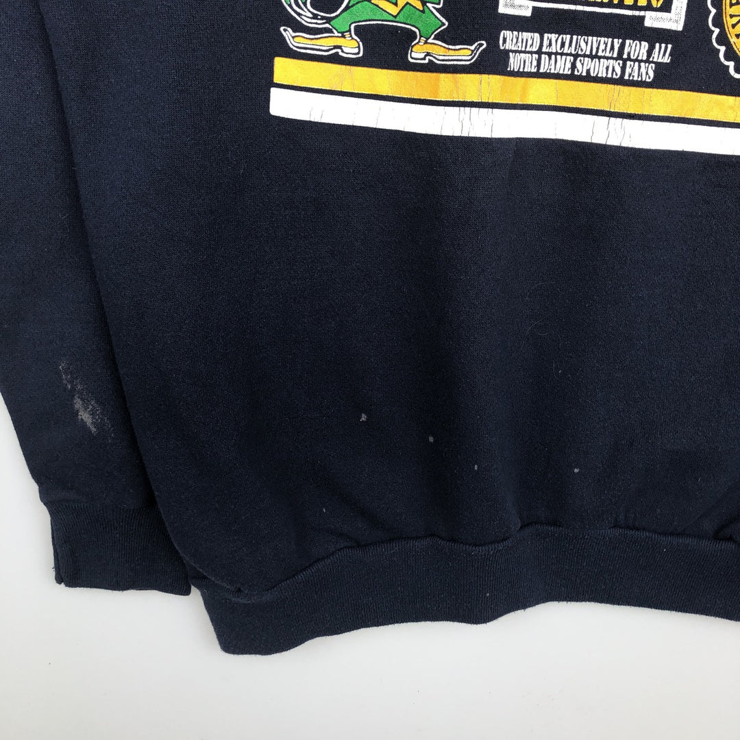TNT Print College Sweatshirt, Made in USA, Men's XXL equivalent. cotton navy blue type Vintage Second Hand