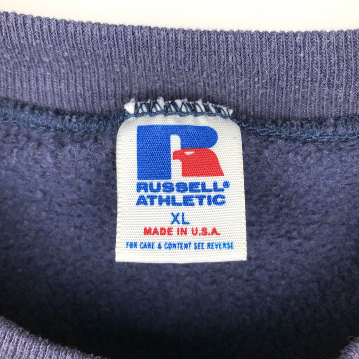 90'S Russell College Sweatshirt, Made in USA, Men's XL, Vintage polyester navy blue type Vintage Second Hand