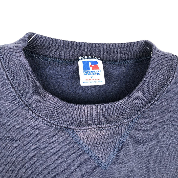 90'S Russell College Sweatshirt, Made in USA, Men's XL, Vintage polyester navy blue type Vintage Second Hand