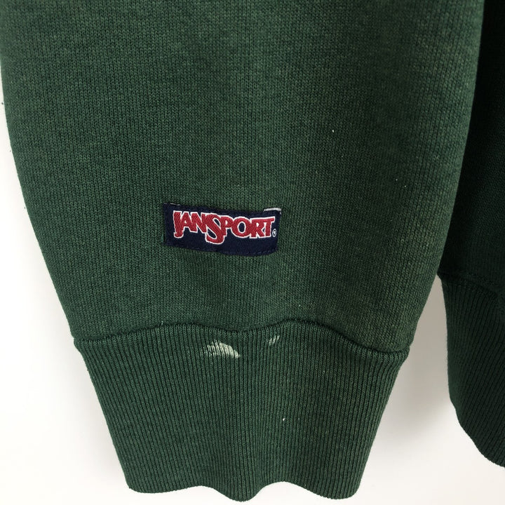 90'S Jansport College Sweatshirt, Made in USA, Men's XL, Vintage polyester Green type dark green Vintage Second Hand