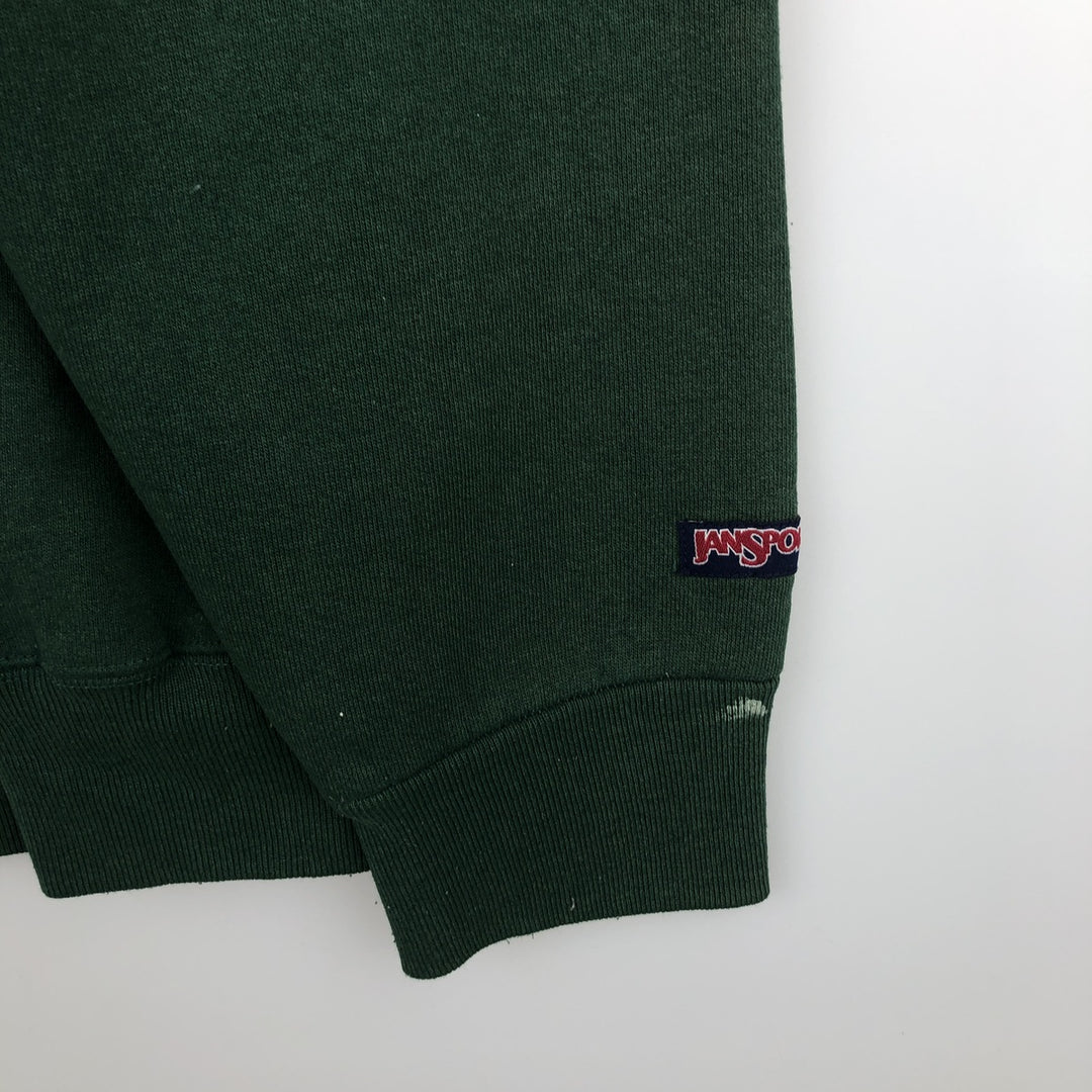 90'S Jansport College Sweatshirt, Made in USA, Men's XL, Vintage polyester Green type dark green Vintage Second Hand