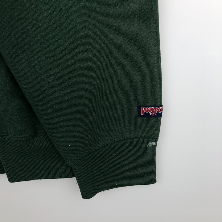 90'S Jansport College Sweatshirt, Made in USA, Men's XL, Vintage polyester Green type dark green Vintage Second Hand