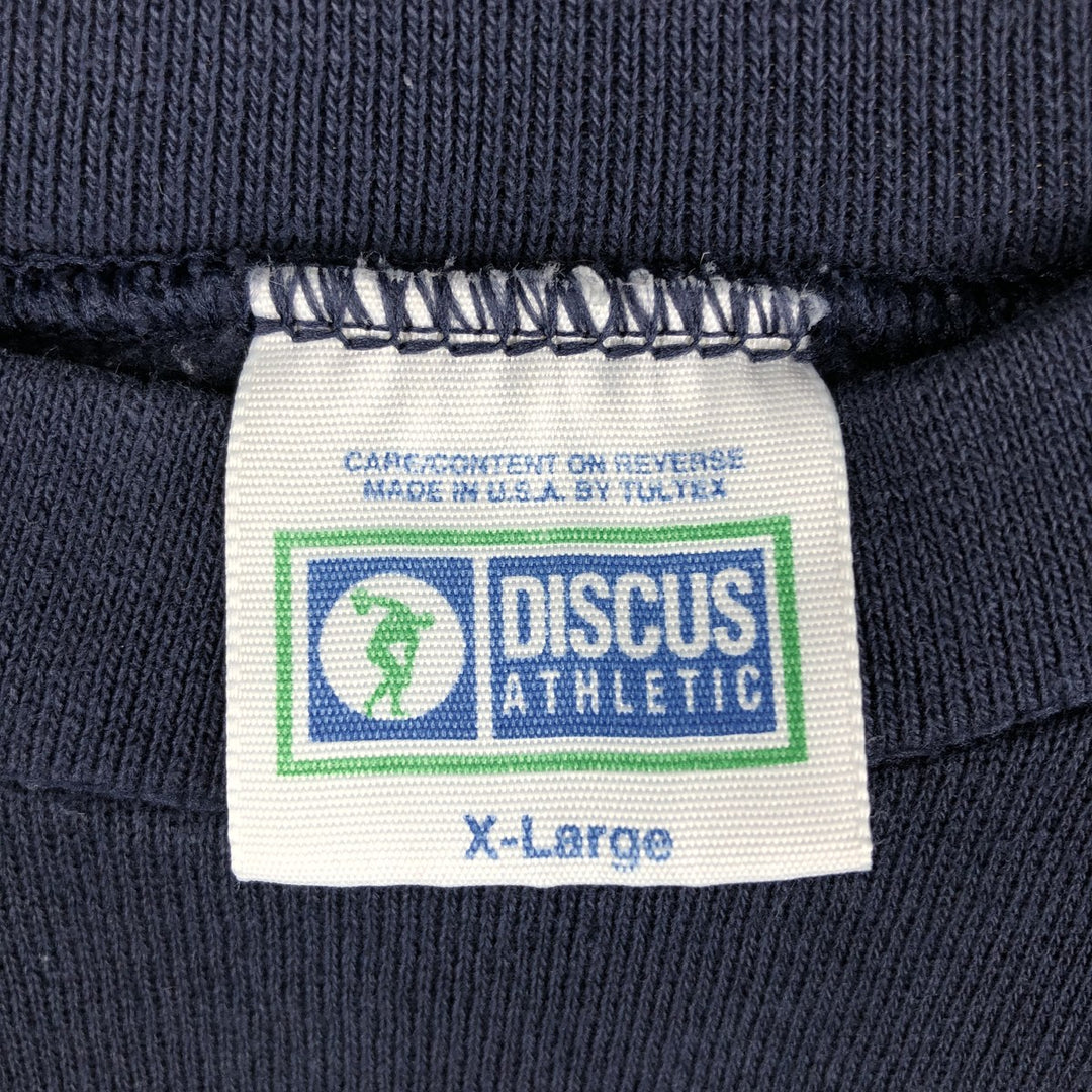 90'S Discus Athletic College Sweatshirt, Made in USA, Men's XL equivalent, Vintage cotton navy blue type Vintage Second Hand