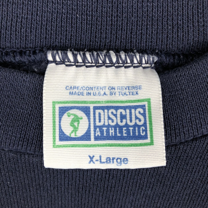 90'S Discus Athletic College Sweatshirt, Made in USA, Men's XL equivalent, Vintage cotton navy blue type Vintage Second Hand