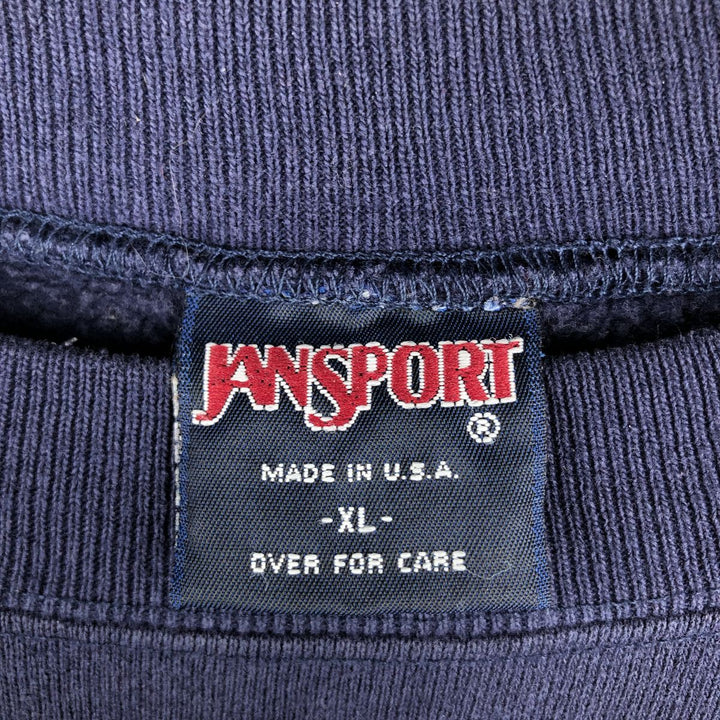 90'S Jansport College Sweatshirt, Made in USA, Men's XL, Vintage cotton navy blue type Vintage Second Hand