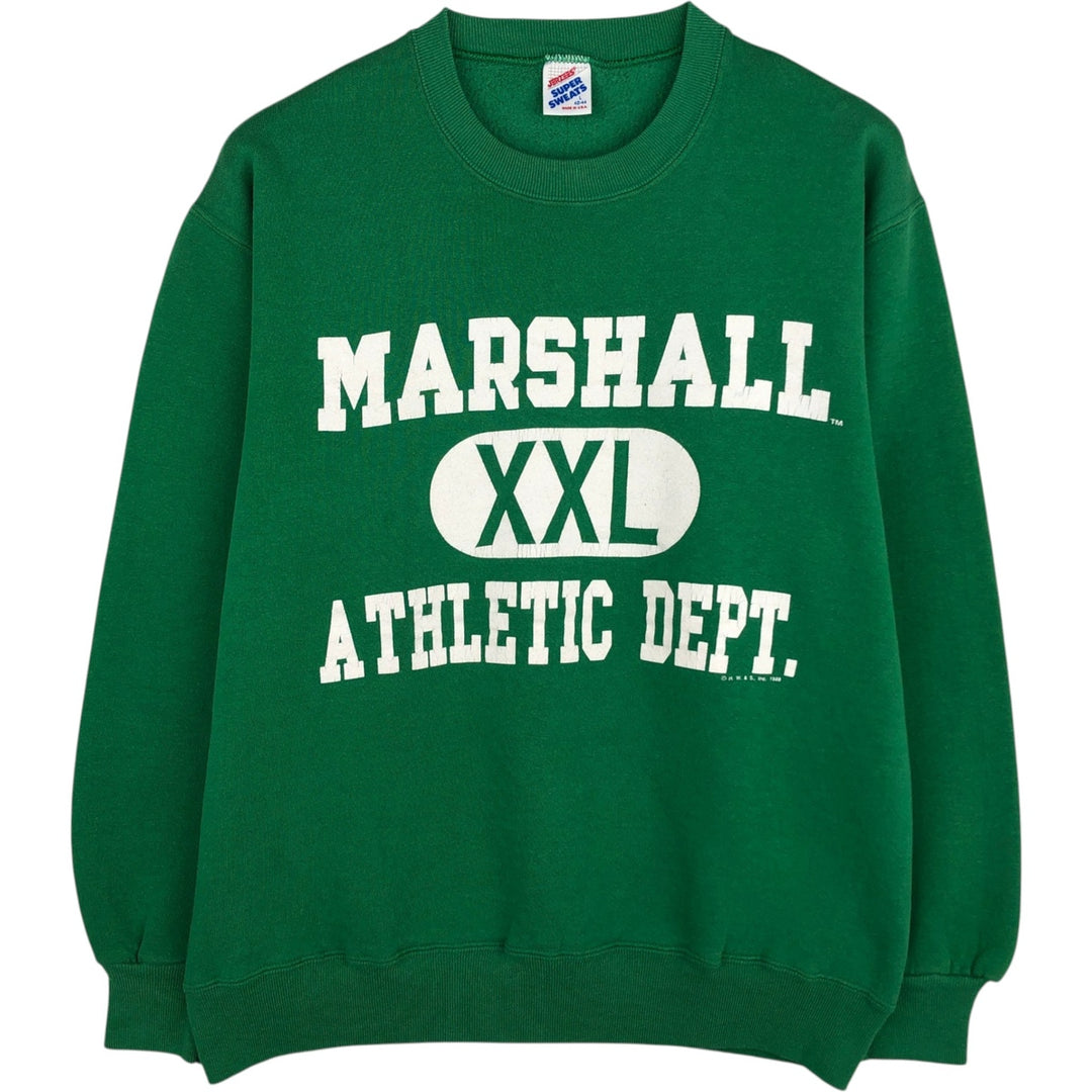 80'S JERSEY'S SUPER SWEATS Triple Print College Sweatshirt, Made in USA, Men's Size L (Equivalent), Vintage cotton green type Vintage Second Hand