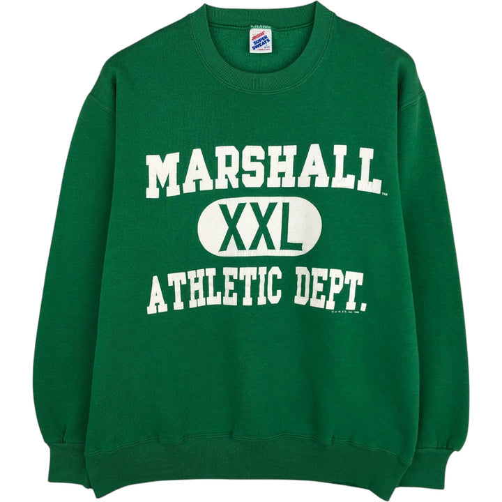 80'S JERSEY'S SUPER SWEATS Triple Print College Sweatshirt, Made in USA, Men's Size L (Equivalent), Vintage cotton green type Vintage Second Hand