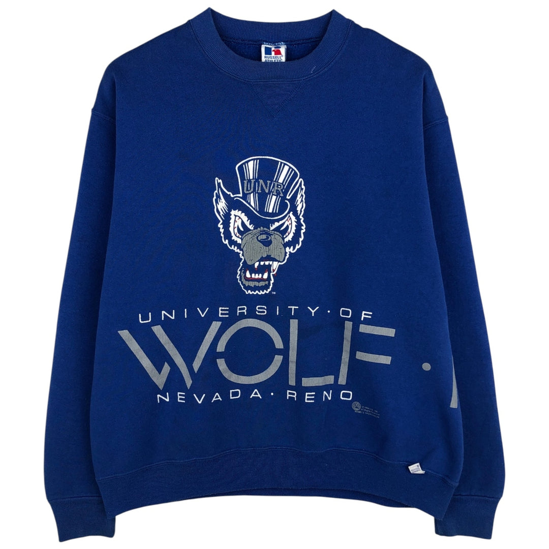 1980'S Russell College Sweatshirt, Made in USA, Men's Size L (approx.), Vintage cotton blue type Vintage Second Hand