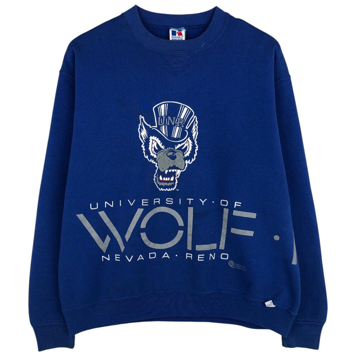 1980'S Russell College Sweatshirt, Made in USA, Men's Size L (approx.), Vintage cotton blue type Vintage Second Hand