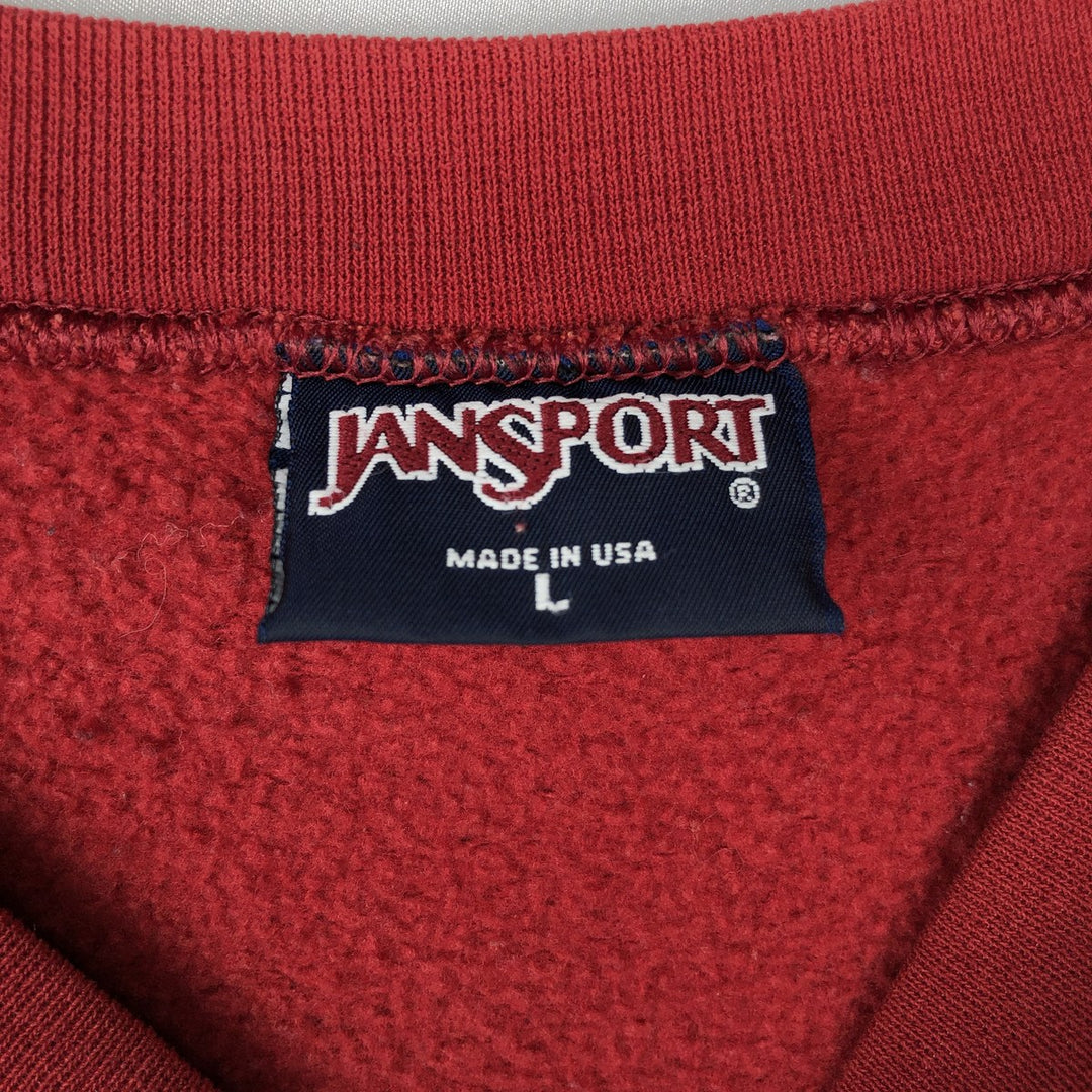 Vintage 90'S Jansport college sweatshirt, made in the USA, size L, men's cotton red type Vintage Second Hand