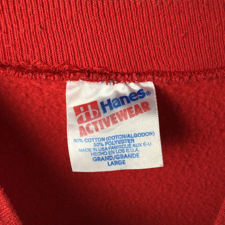 90'S Hanes Activewear College Sweatshirt, Made in USA, Men's Size L (approx.), Vintage cotton red type Vintage Second Hand