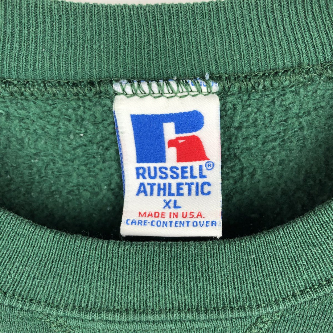 Vintage 90'S Russell ATHLETIC college sweatshirt, made in the USA, size XL, men's cotton Green type dark green Vintage Second Hand
