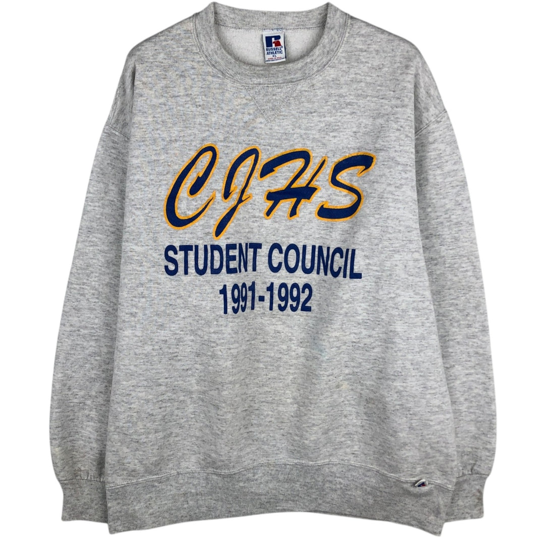90'S Russell College Sweatshirt, Made in USA, Men's XL, Vintage cotton gray type Vintage Second Hand