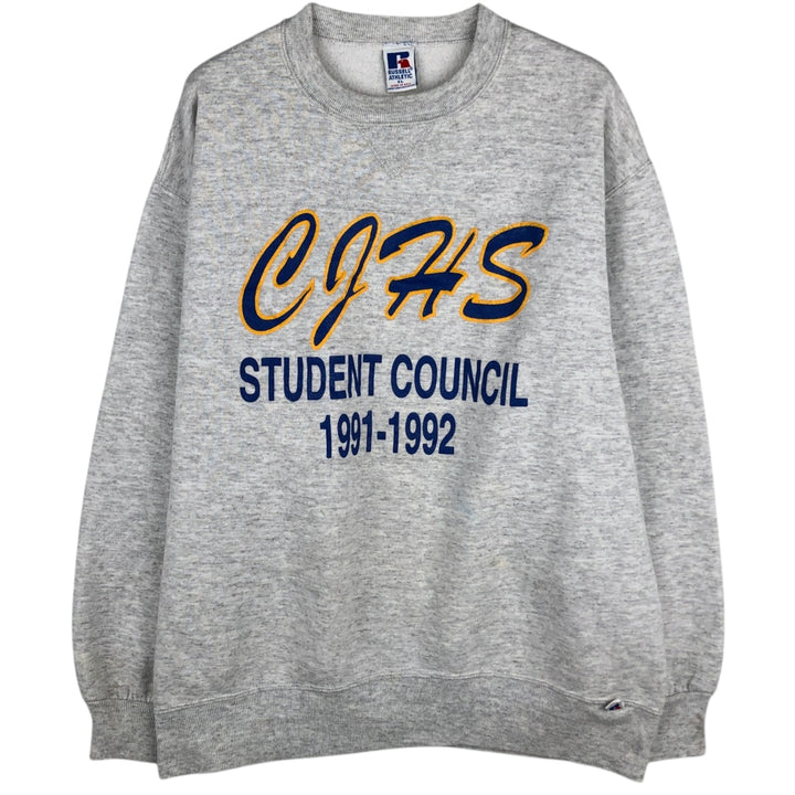 90'S Russell College Sweatshirt, Made in USA, Men's XL, Vintage cotton gray type Vintage Second Hand
