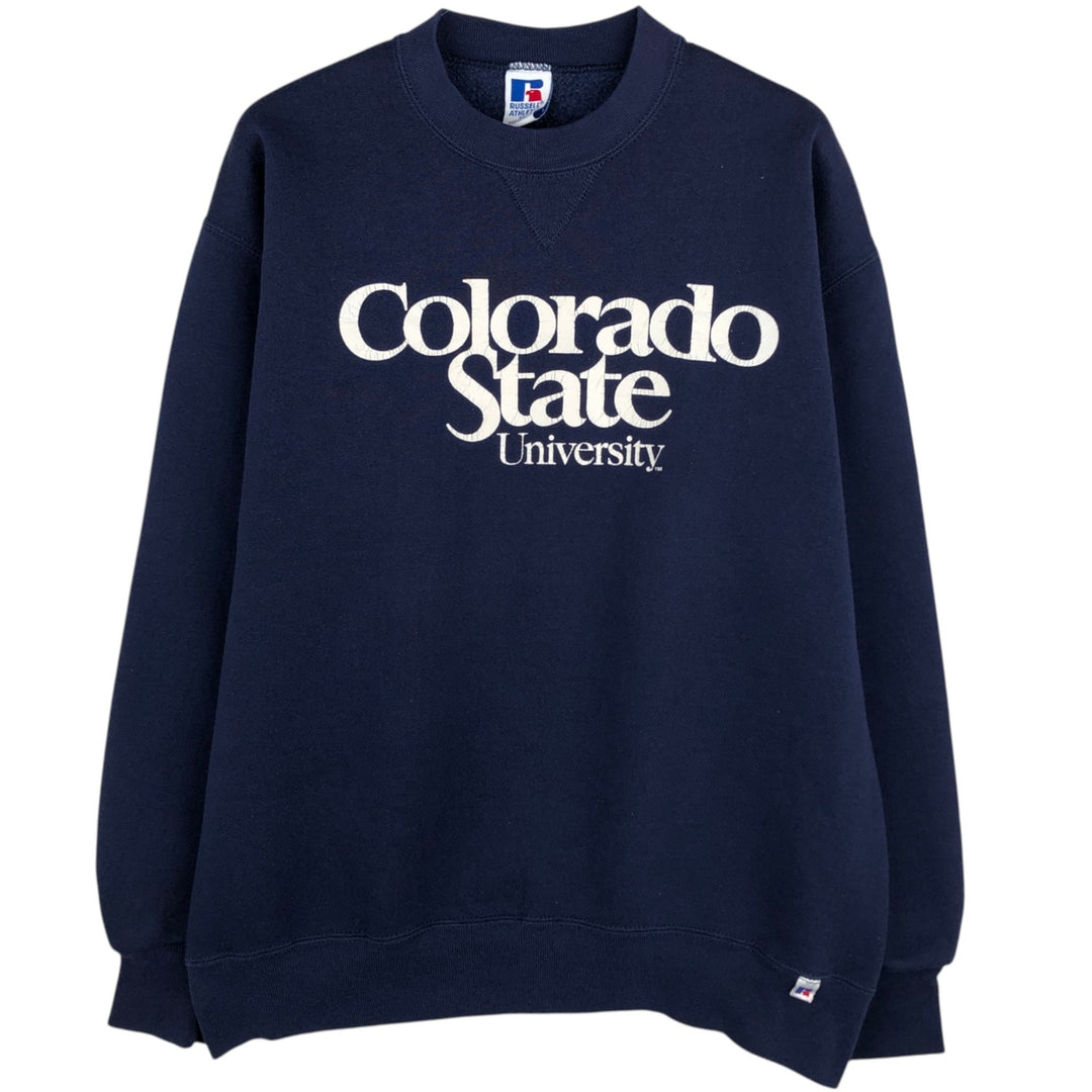 90'S Russell College Sweatshirt, Made in USA, Men's XL, Vintage cotton navy blue type Vintage Second Hand