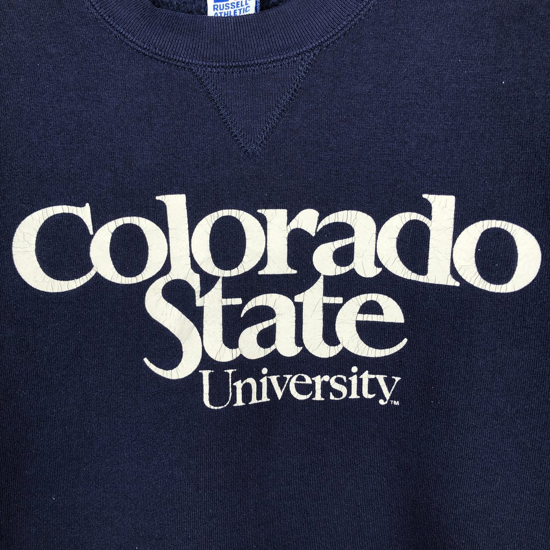90'S Russell College Sweatshirt, Made in USA, Men's XL, Vintage cotton navy blue type Vintage Second Hand