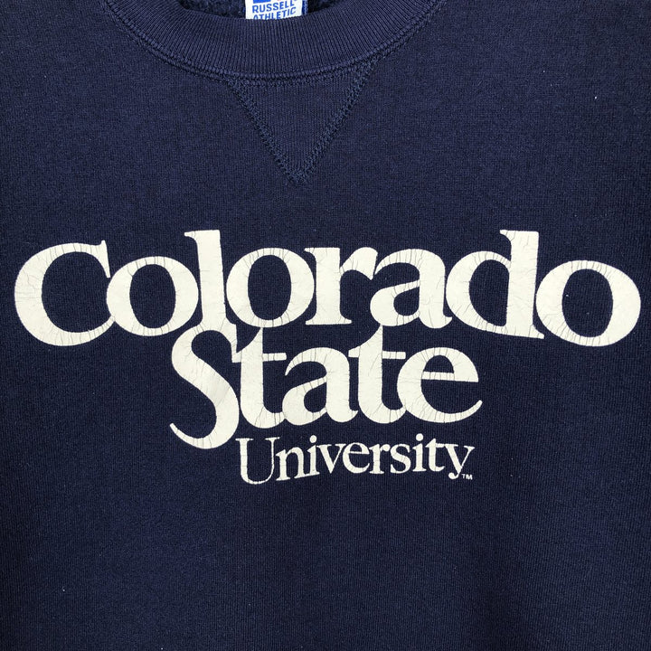 90'S Russell College Sweatshirt, Made in USA, Men's XL, Vintage cotton navy blue type Vintage Second Hand
