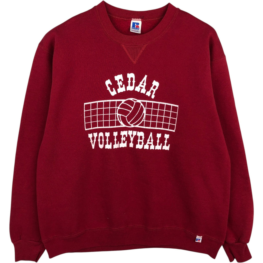 Vintage 90'S Russell ATHLETIC college sweatshirt, made in the USA, size L, men's polyester red type Vintage Second Hand