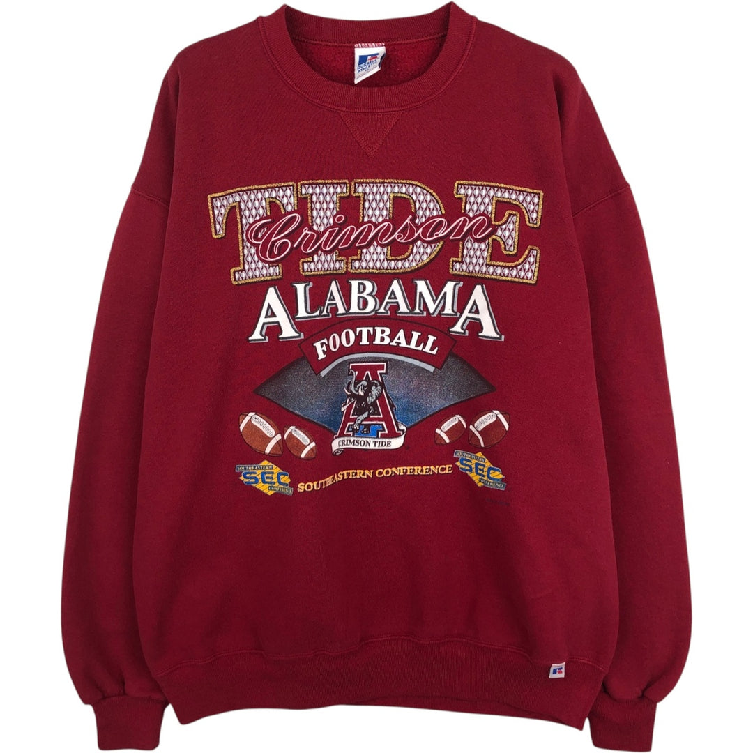 90'S Russell College Sweatshirt, Made in USA, Men's XL, Vintage cotton red type Vintage Second Hand
