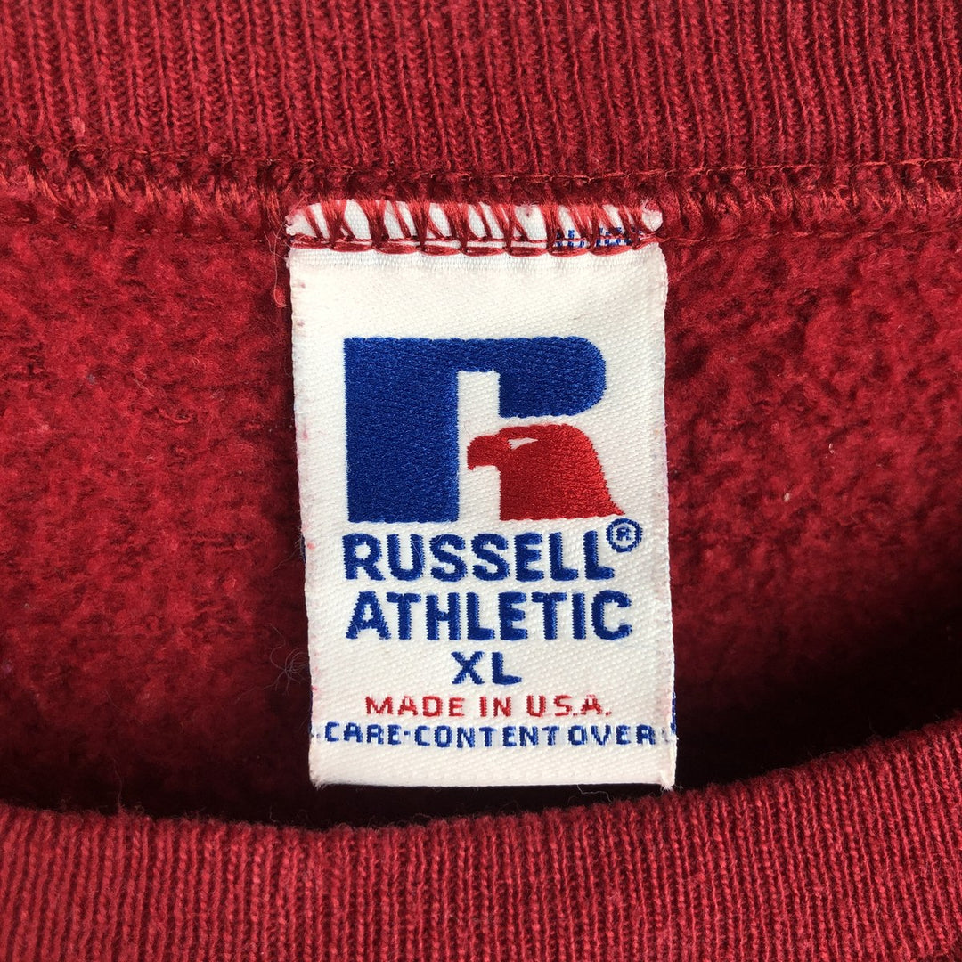 90'S Russell College Sweatshirt, Made in USA, Men's XL, Vintage cotton red type Vintage Second Hand