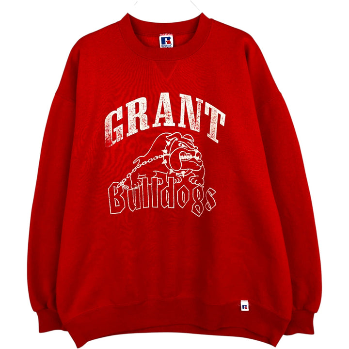90'S Russell Athletic College Character Sweatshirt, Made in USA, Men's XL equivalent, Vintage cotton red type Vintage Second Hand