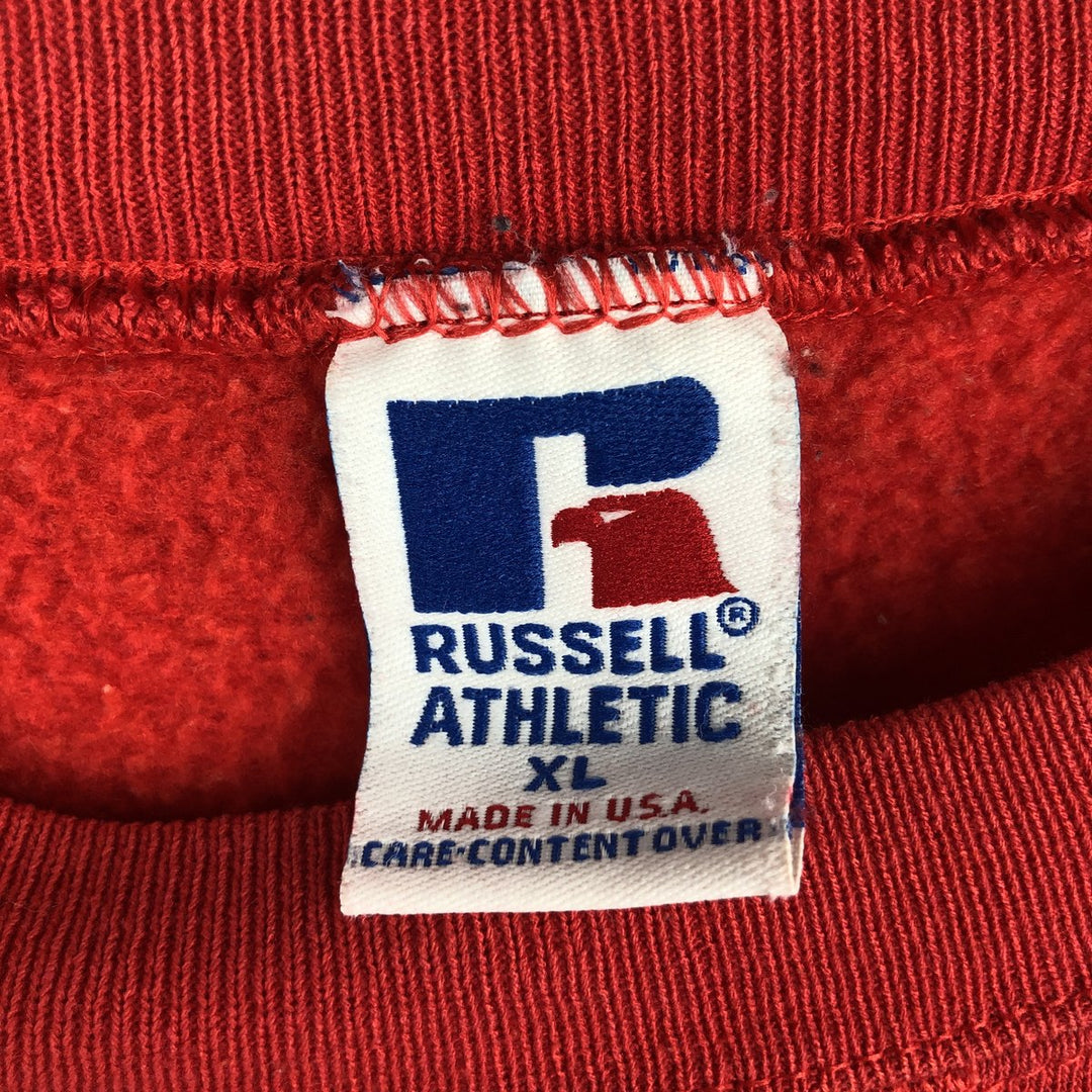 90'S Russell Athletic College Character Sweatshirt, Made in USA, Men's XL equivalent, Vintage cotton red type Vintage Second Hand