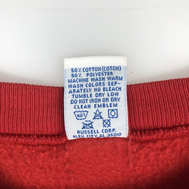 90'S Russell Athletic College Character Sweatshirt, Made in USA, Men's XL equivalent, Vintage cotton red type Vintage Second Hand