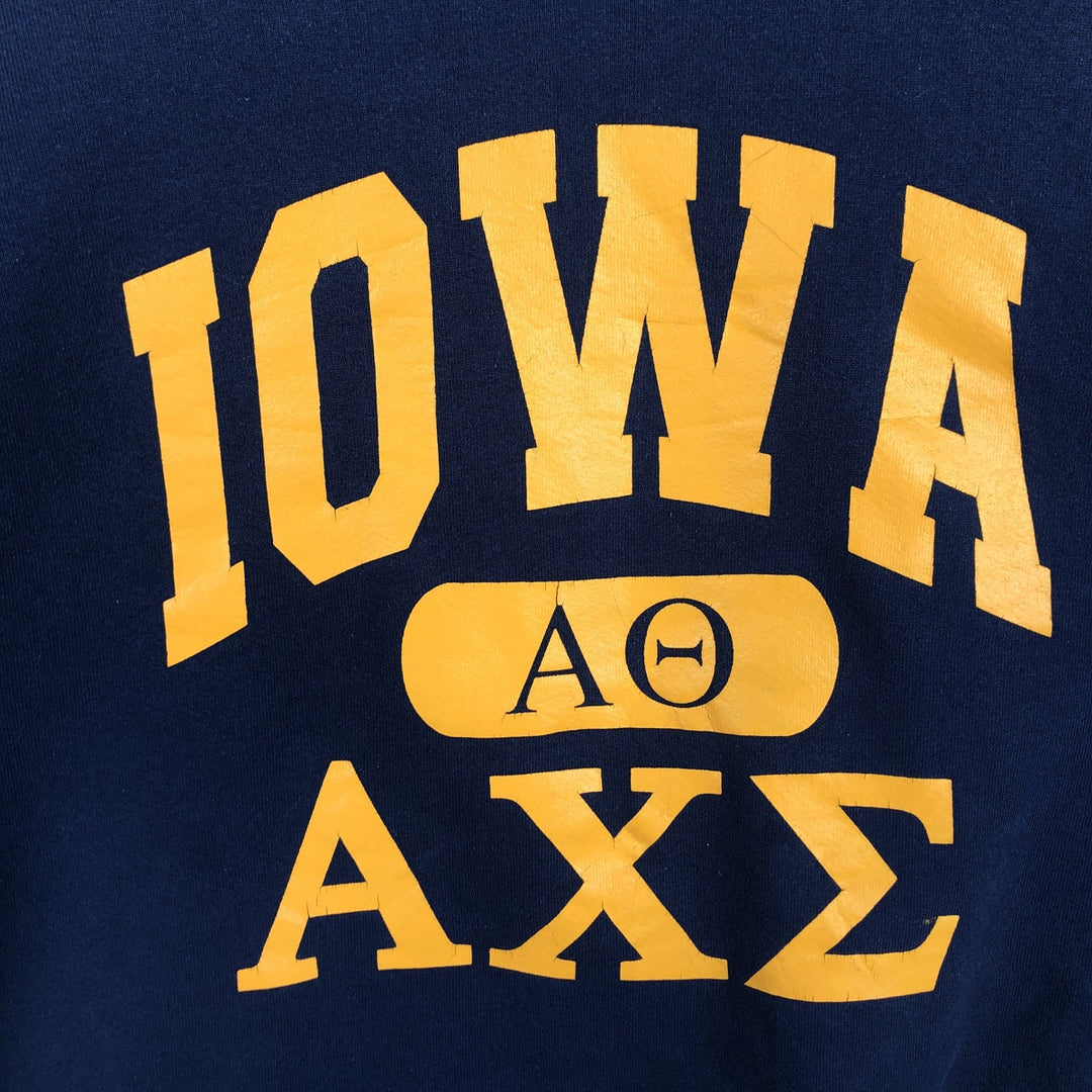 Fruit of the Loom IOWA University of Iowa Heavy Triple Print College Sweatshirt, Made in USA, Men's XL equivalent. cotton navy blue type Vintage Second Hand
