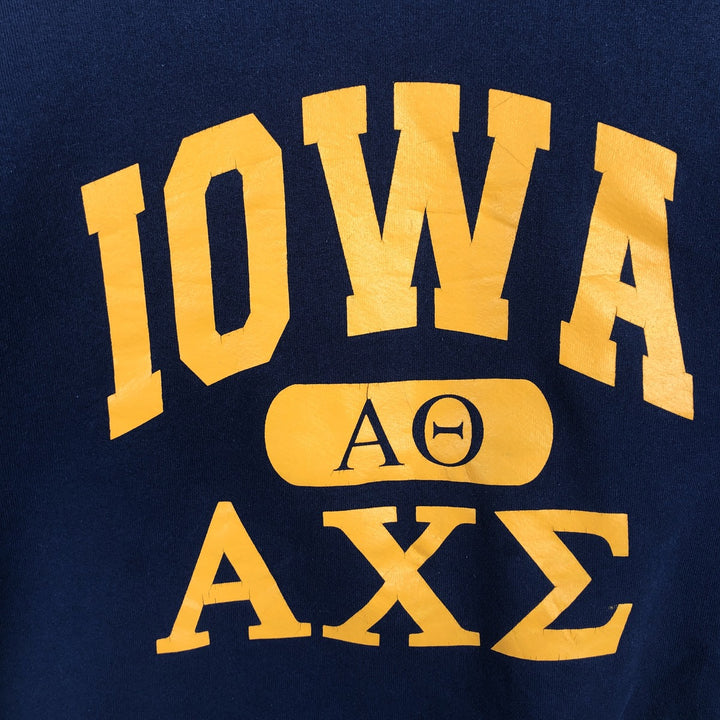 Fruit of the Loom IOWA University of Iowa Heavy Triple Print College Sweatshirt, Made in USA, Men's XL equivalent. cotton navy blue type Vintage Second Hand