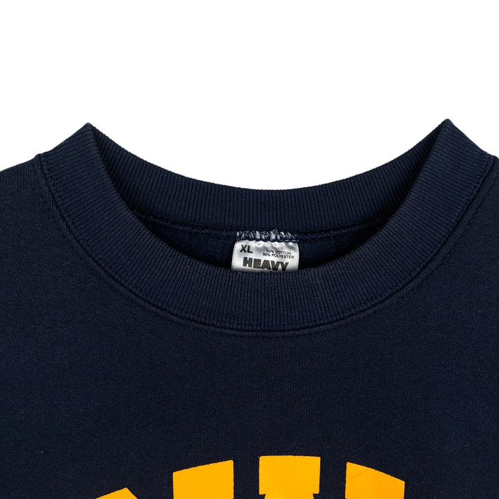 Fruit of the Loom IOWA University of Iowa Heavy Triple Print College Sweatshirt, Made in USA, Men's XL equivalent. cotton navy blue type Vintage Second Hand
