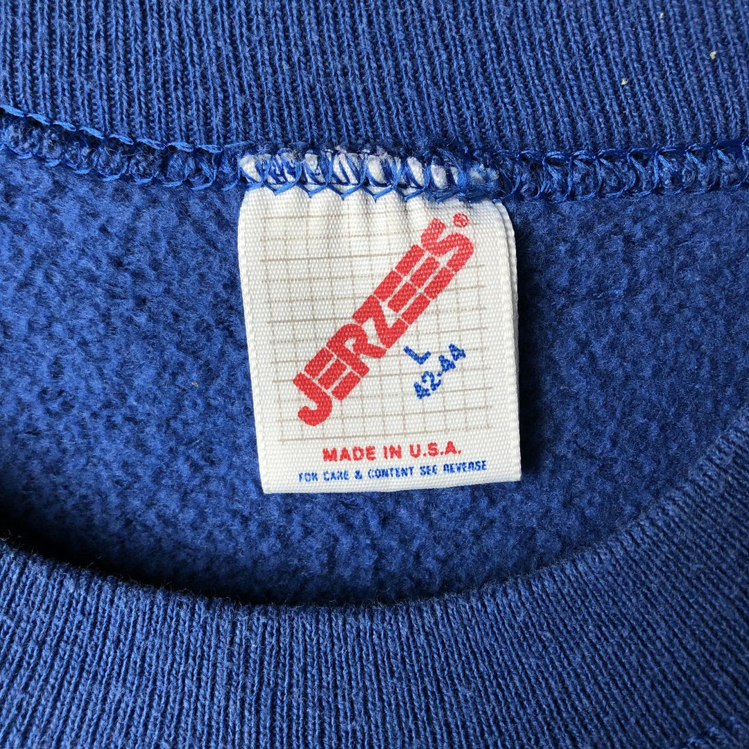 80s-90'S Jerzees College Sweatshirt, Made in USA, Men's Size L, Vintage cotton blue type Vintage Second Hand
