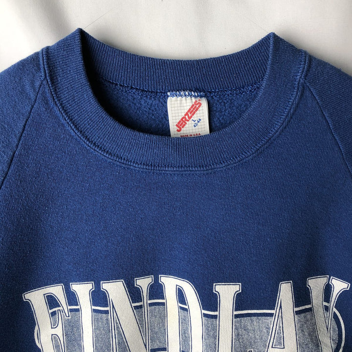 80s-90'S Jerzees College Sweatshirt, Made in USA, Men's Size L, Vintage cotton blue type Vintage Second Hand