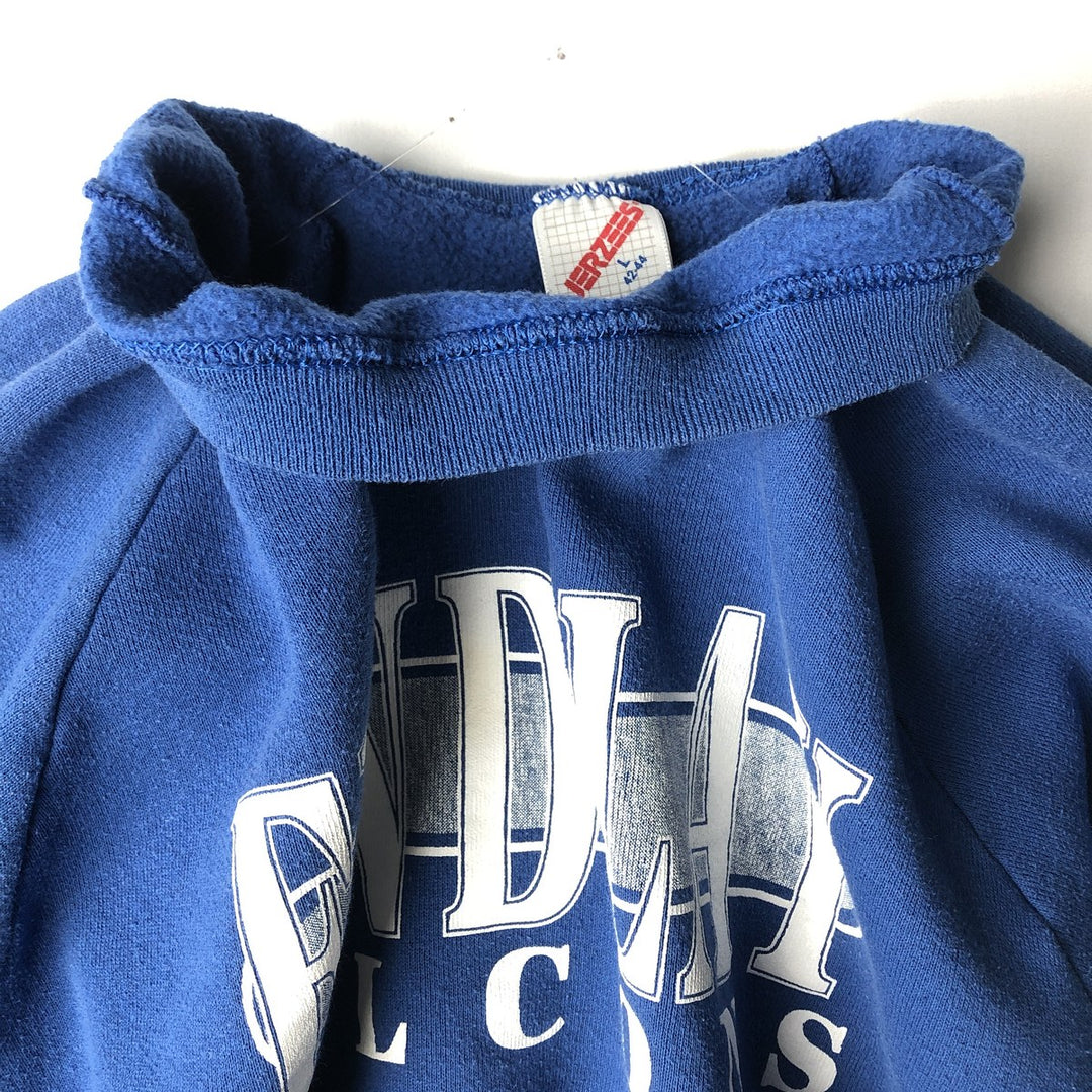 80s-90'S Jerzees College Sweatshirt, Made in USA, Men's Size L, Vintage cotton blue type Vintage Second Hand