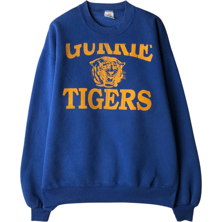 80s-90'S Jerzees Tiger Pattern Print Sweatshirt, Made in USA, Men's Size L (approx.), Vintage cotton blue type Vintage Second Hand