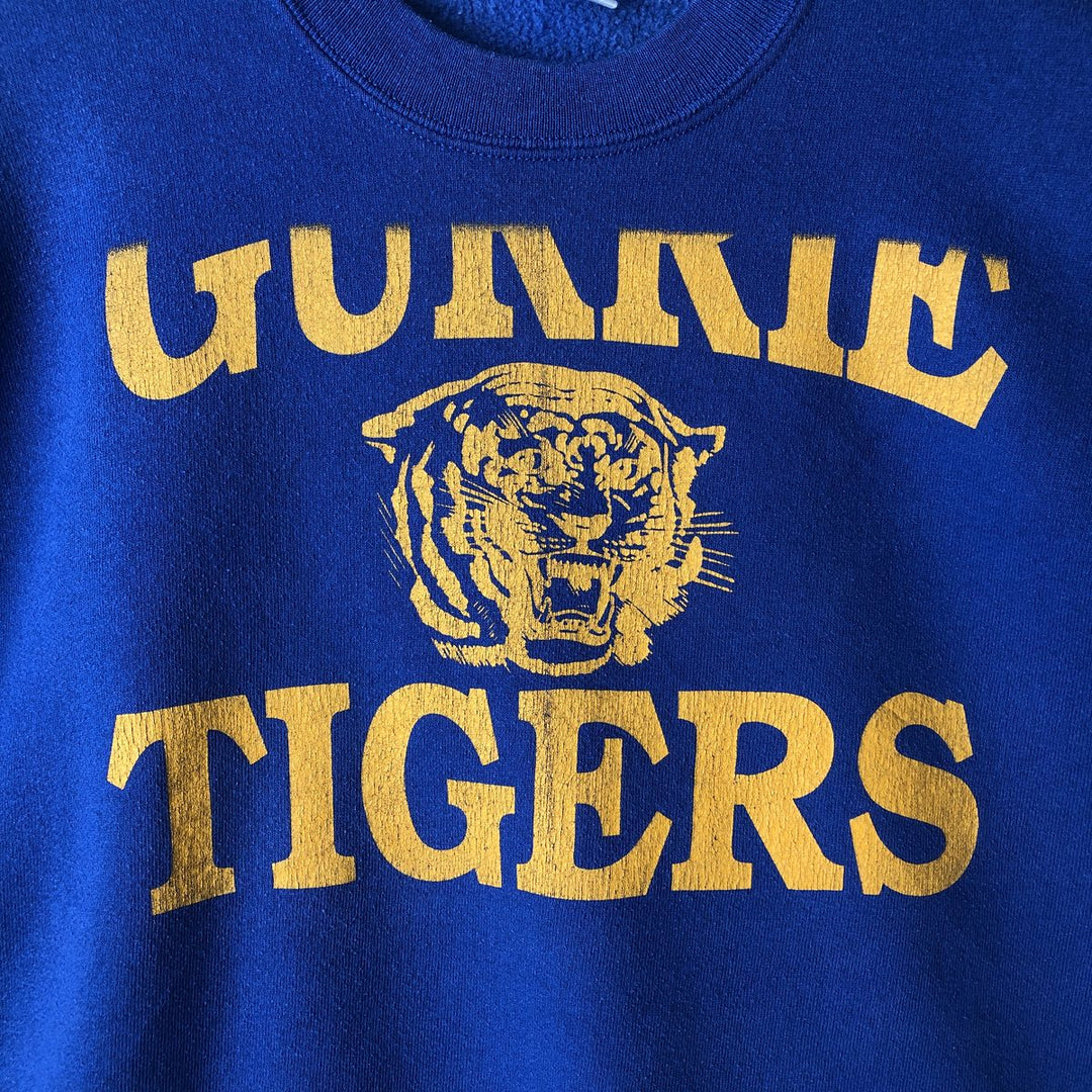 80s-90'S Jerzees Tiger Pattern Print Sweatshirt, Made in USA, Men's Size L (approx.), Vintage cotton blue type Vintage Second Hand