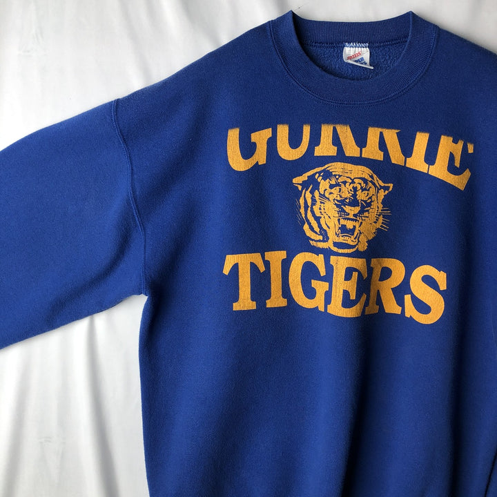 80s-90'S Jerzees Tiger Pattern Print Sweatshirt, Made in USA, Men's Size L (approx.), Vintage cotton blue type Vintage Second Hand