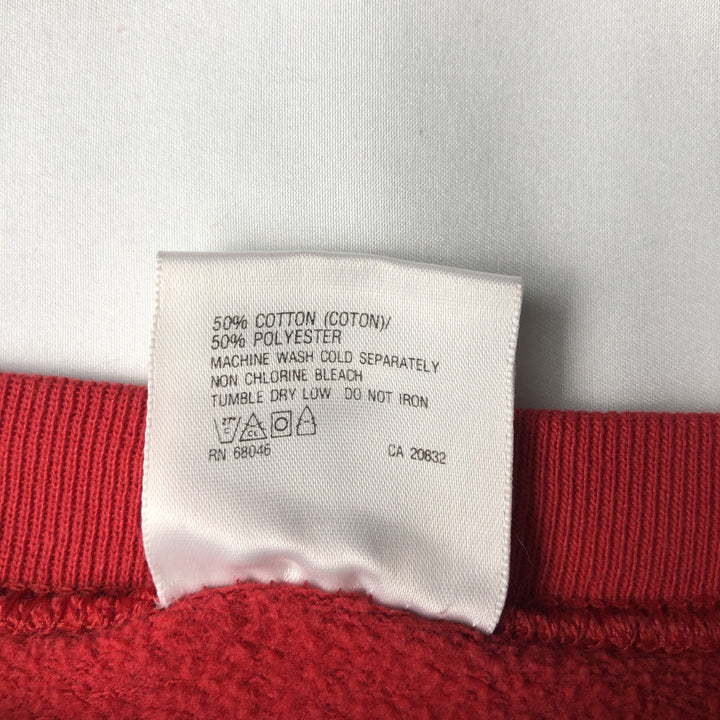 90'S Tultex Wisconsin University of Wisconsin College Sweatshirt, Made in USA, Men's Size L (approx.) cotton red type Vintage Second Hand