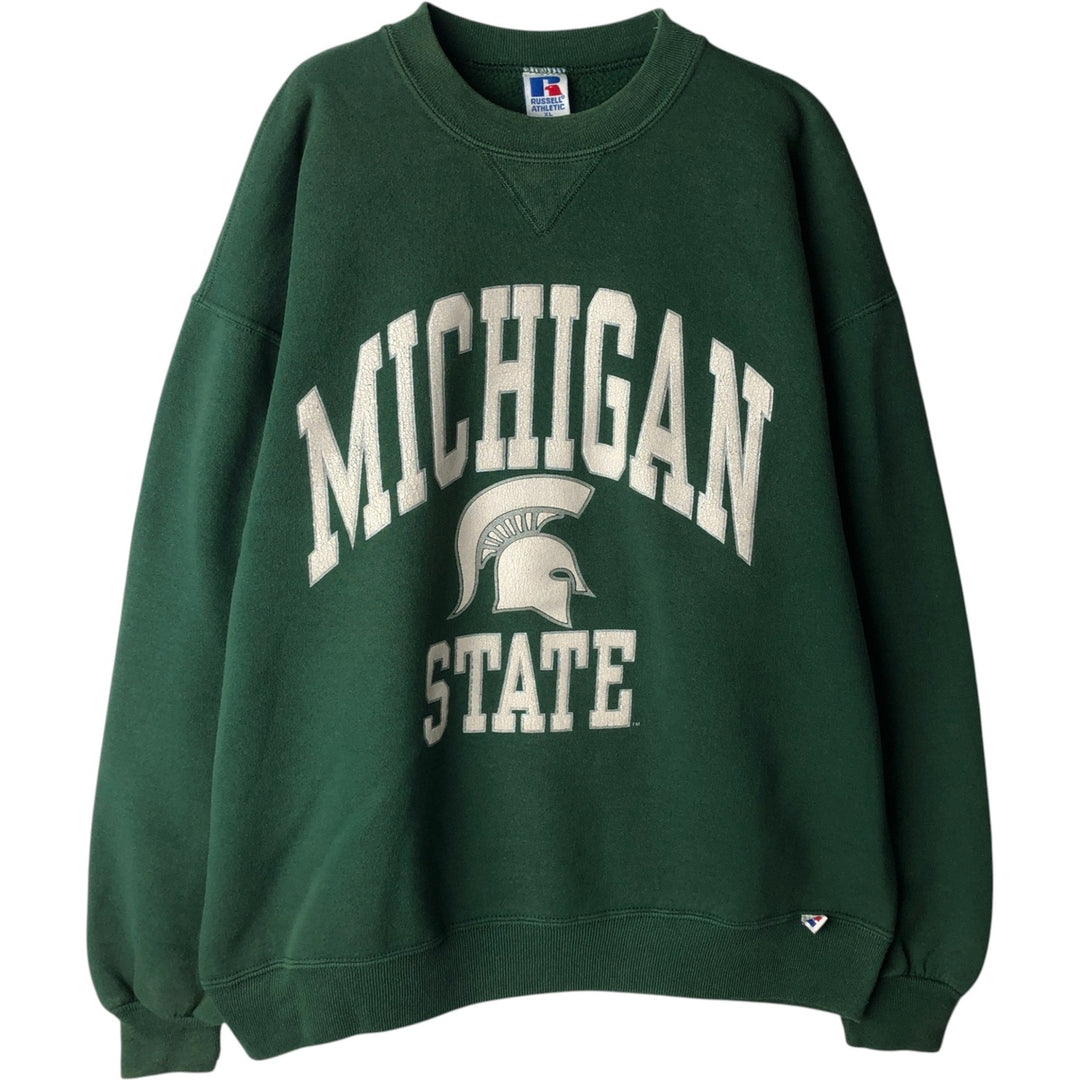 Russell Athletic University of Michigan College Sweatshirt, Made in USA, Men's Size XL (equivalent), Vintage. cotton Green type dark green Vintage Second Hand