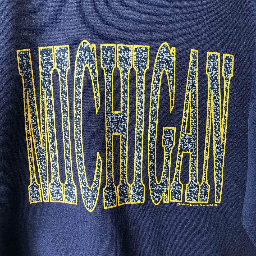 Jerzees MICHIGAN University of Michigan College Sweatshirt, Made in USA, Men's XL equivalent, Vintage. cotton navy blue type Vintage Second Hand