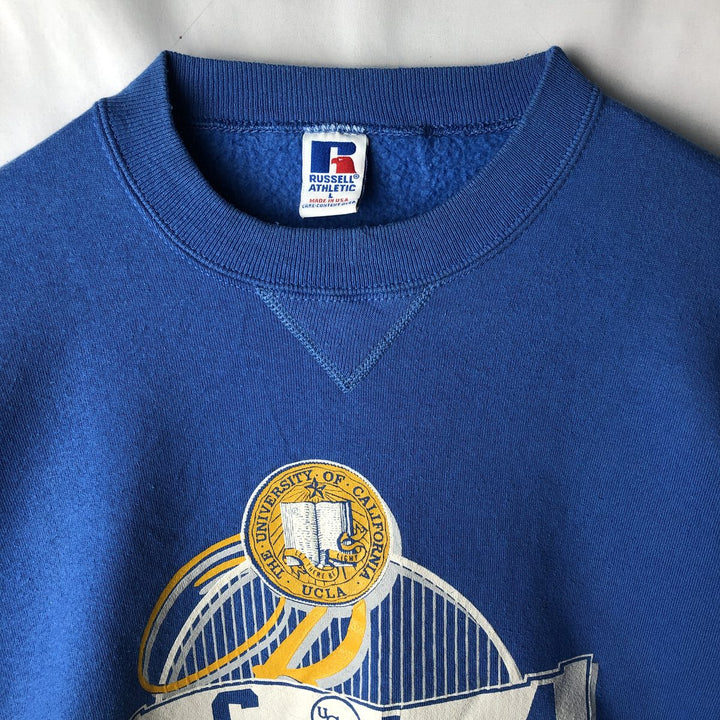 80s-90'S Russell University of California, Los Angeles College Sweatshirt, Made in USA, Men's Size L (approx.) cotton blue type Vintage Second Hand