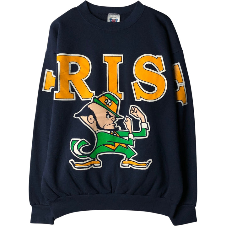 TRAU&LOEVNER TNT Notre Dame University Fighting Irish College Character Sweatshirt cotton navy blue type Vintage Second Hand