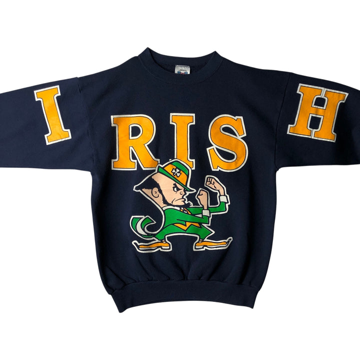 TRAU&LOEVNER TNT Notre Dame University Fighting Irish College Character Sweatshirt cotton navy blue type Vintage Second Hand
