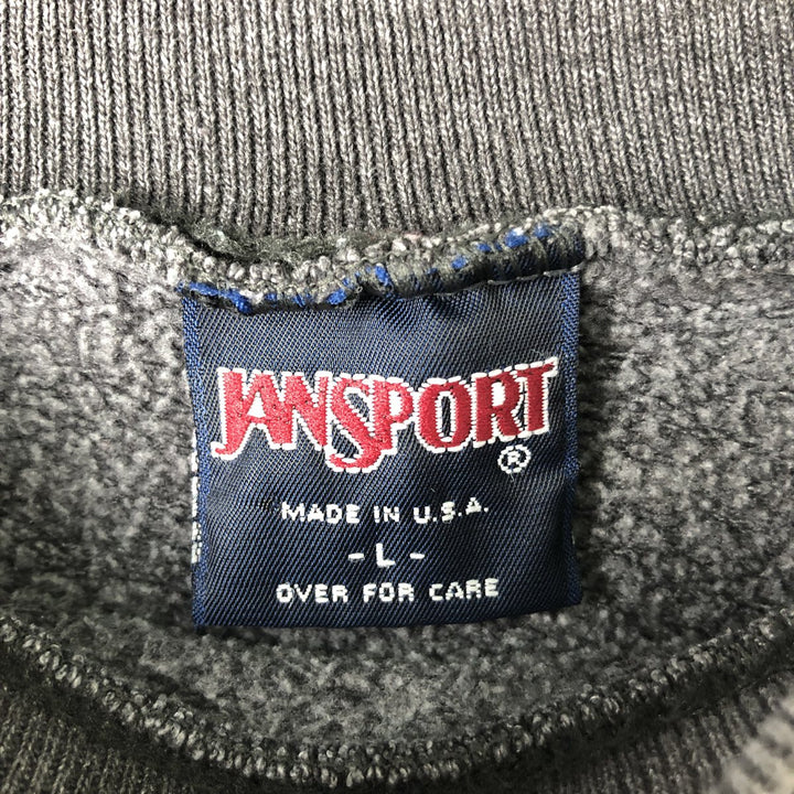 Vintage 90'S Jansport college sweatshirt, made in the USA, size L, men's cotton Charcoal Vintage Second Hand