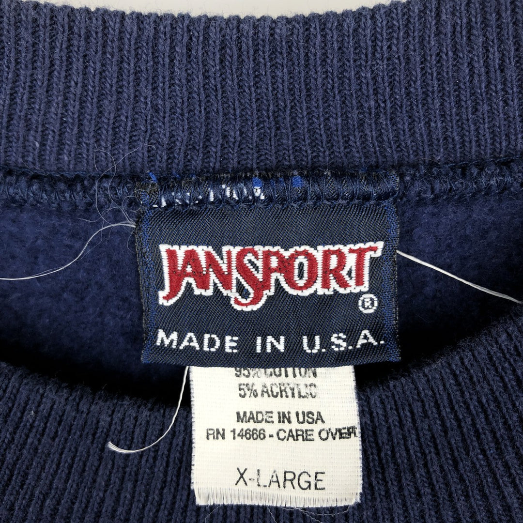 90'S Jansport College Sweatshirt, Made in USA, Men's XL, Vintage cotton navy blue type Vintage Second Hand