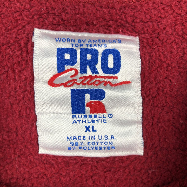 90'S Russell PRO COTTON College Sweatshirt, Made in USA, Men's XL, Vintage cotton red type Vintage Second Hand