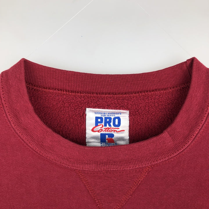 90'S Russell PRO COTTON College Sweatshirt, Made in USA, Men's XL, Vintage cotton red type Vintage Second Hand