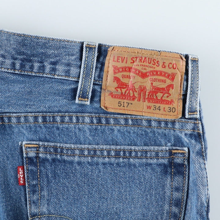 Levi's 517 Bootcut Denim Pants for Men, Size W34 unclear blue type Vintage Second Hand