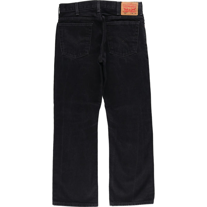 Levi's 517 BOOT CUT Black Denim Bootcut Jeans, Men's Size W32 (approx.) cotton black type Vintage Second Hand